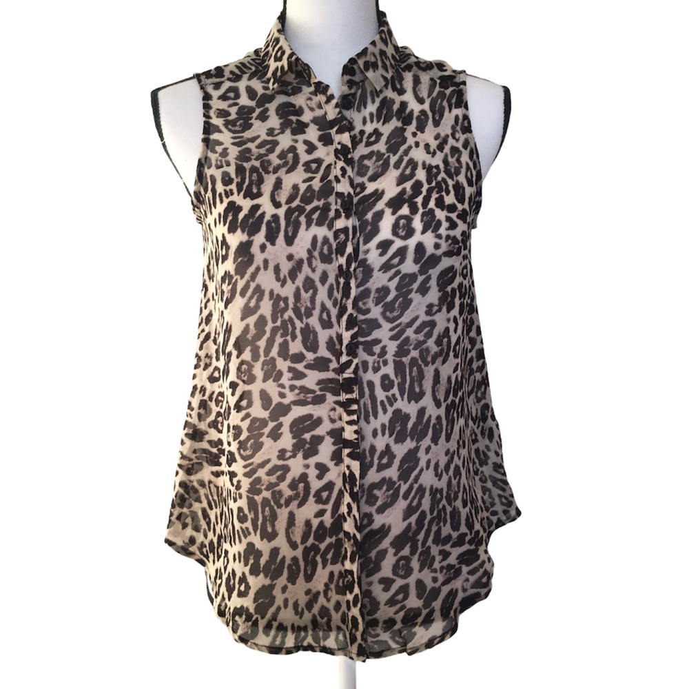 H&M Sleeveless V-Neck Elegant Leopard Blouse, 4